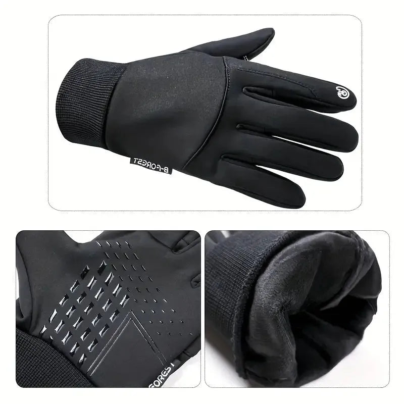 Fleece Gloves for Men & Women | Wind and Waterproof | Black1
