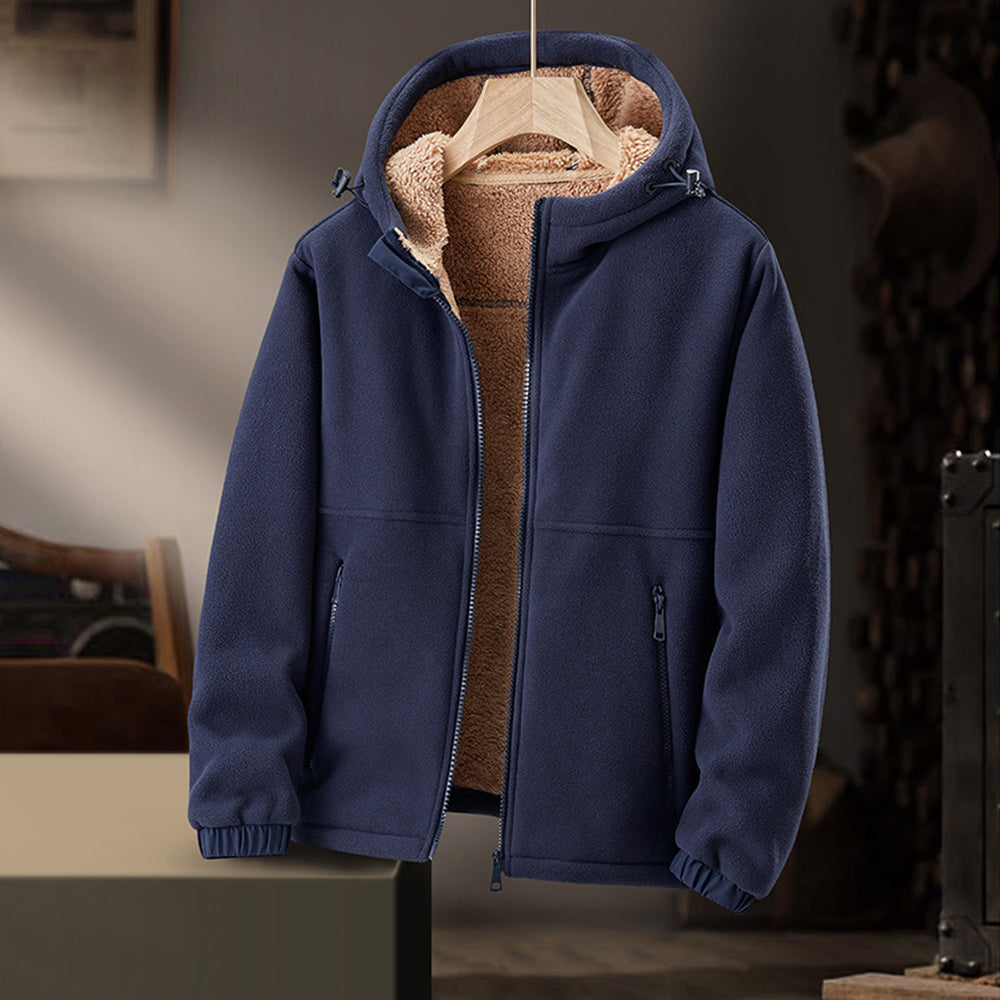 Fleece Jacket for Men | Hooded, Lightweight | Winter | Dark Blue