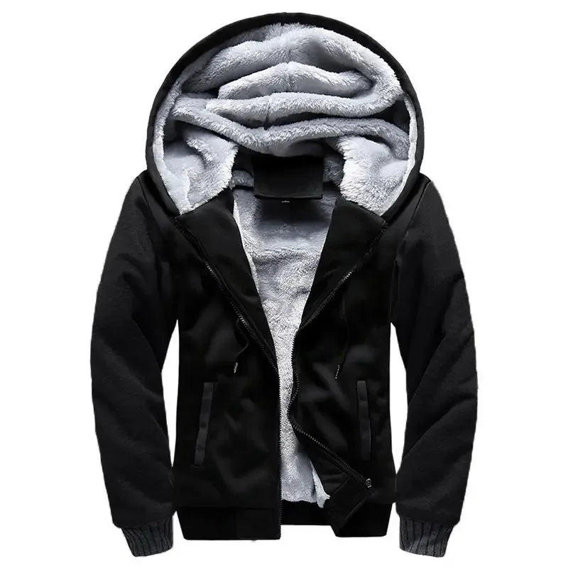 Fleece Jacket for Men | Hooded Quilted Design | Black2