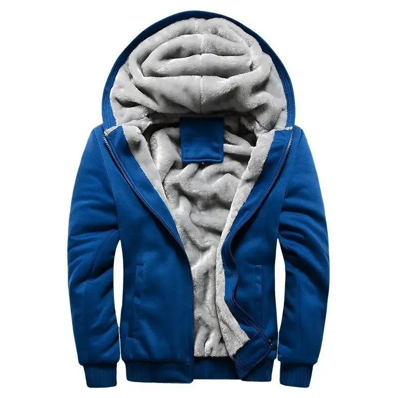 Fleece Jacket for Men | Hooded Quilted Design | Blue