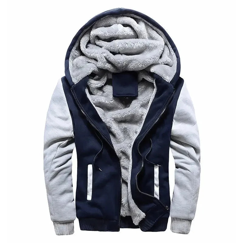 Fleece Jacket for Men | Hooded Quilted Design | Blue1