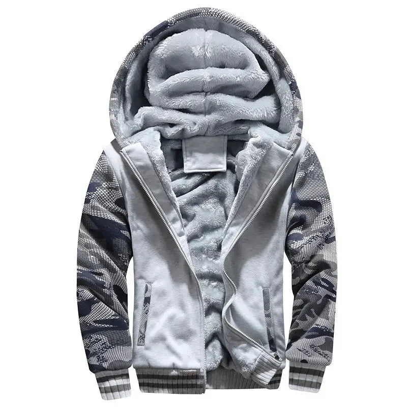 Fleece Jacket for Men | Hooded Quilted Design | Light Gray