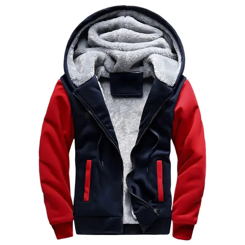 Fleece Jacket for Men | Hooded Quilted Design | Red2
