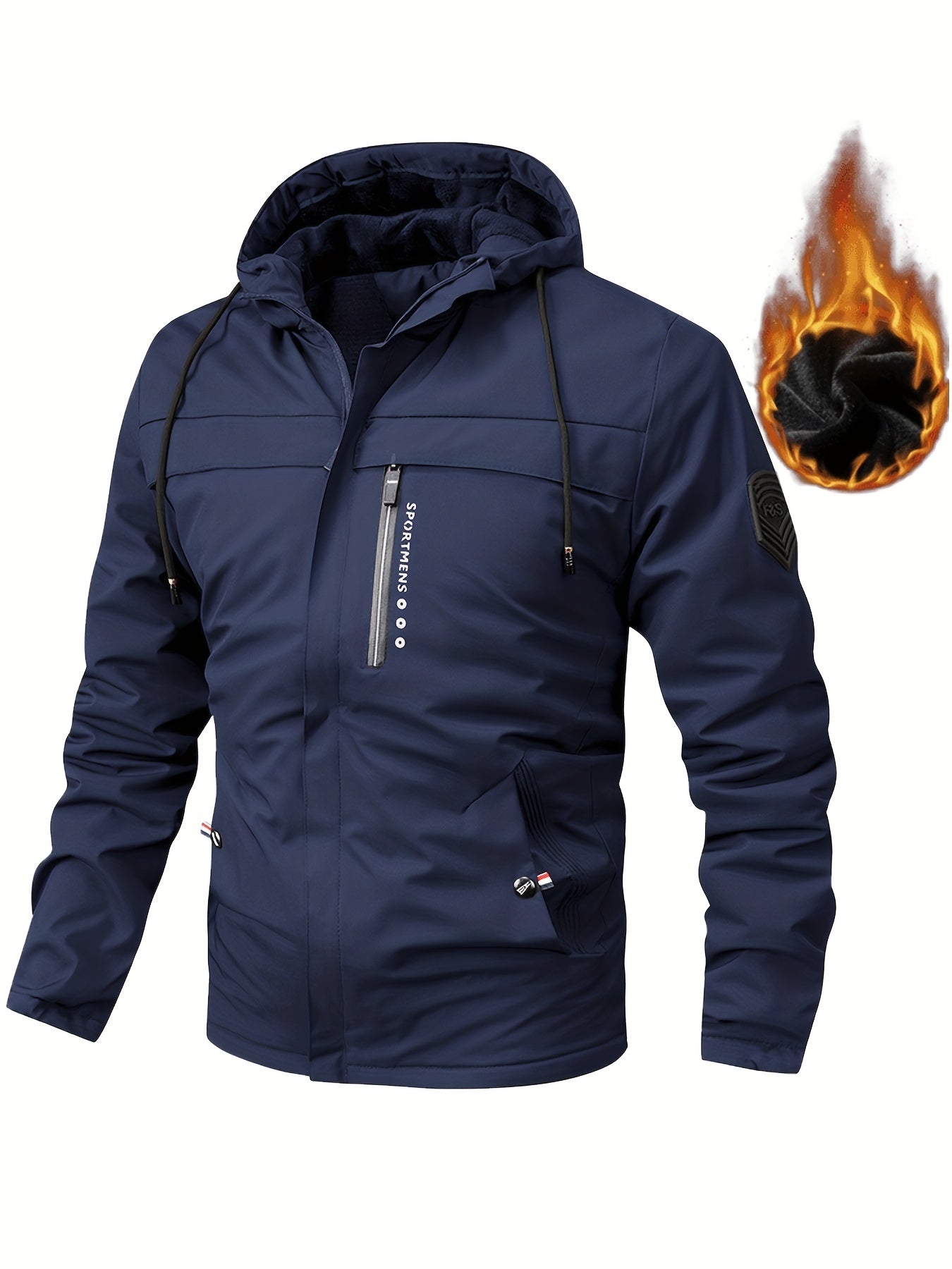 Fleece Jacket for Men | Hooded | Regular Fit | Winter | Dark Blue