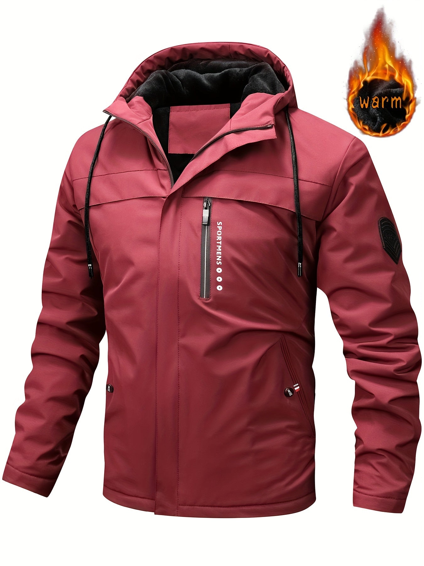 Fleece Jacket for Men | Hooded | Regular Fit | Winter | Red