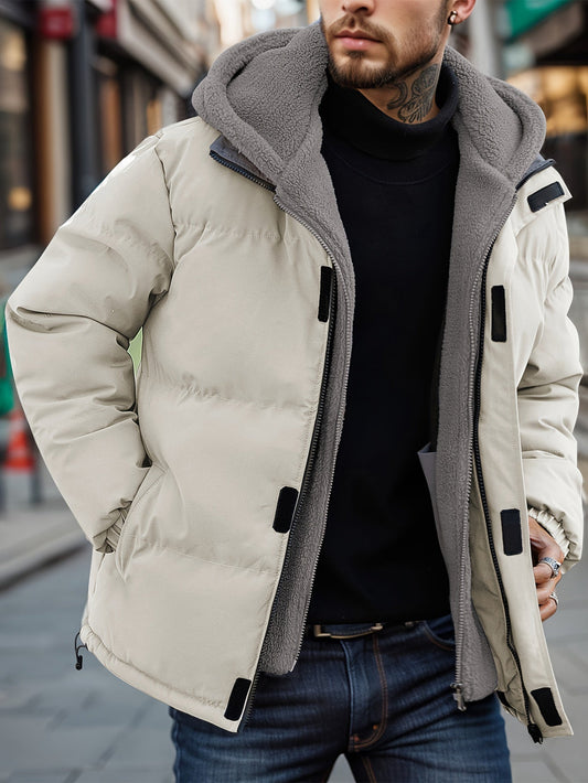 Fleece Jacket for Men, Hooded | Winter Warmth | White