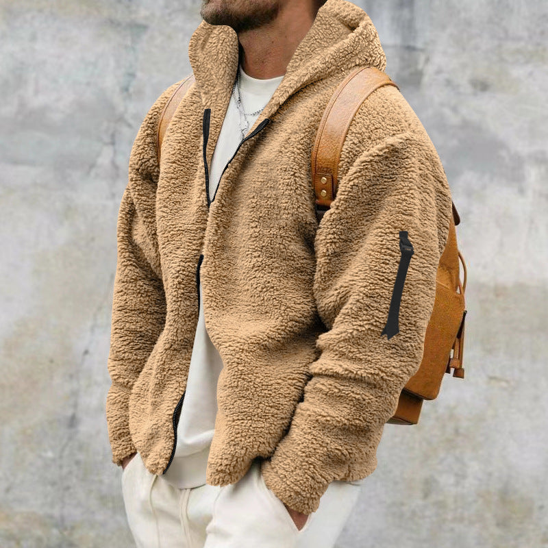 Fleece Jacket for Men | Lightweight, Zippered Pockets | Khaki