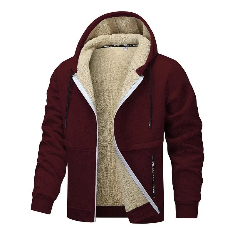 Fleece Jacket for Men | Loose Fit, Casual Style | Winter | Burgundy
