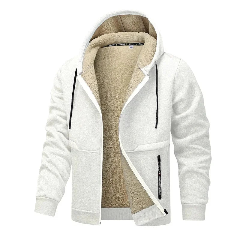 Fleece Jacket for Men | Loose Fit, Casual Style | Winter | White