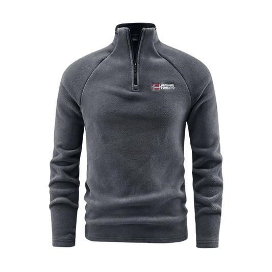 Fleece Jacket for Men, Thermal, Half-Zip | Winter Wear | Gray