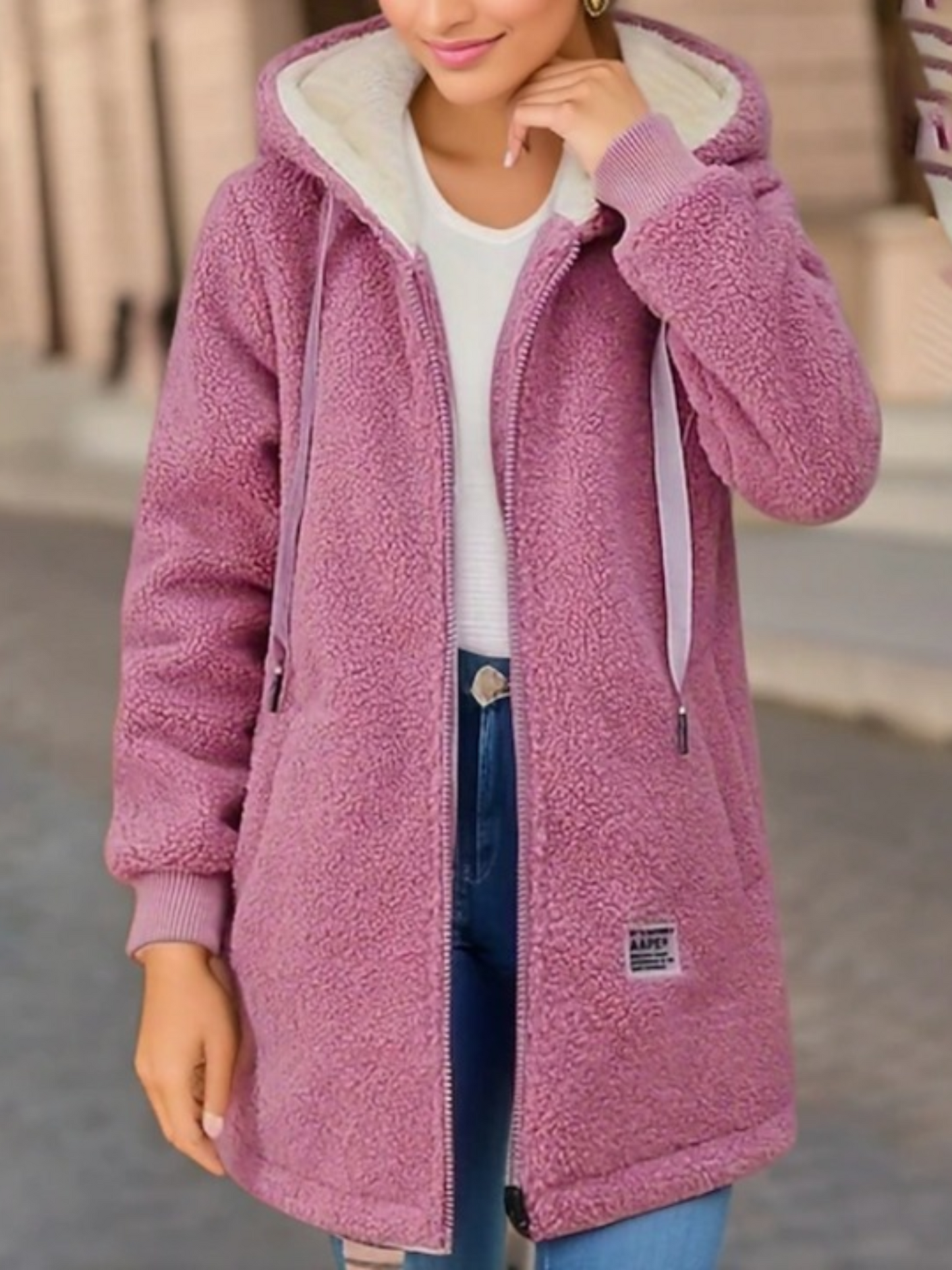 Fleece Jacket for Women | Hooded, Longer Cut | Pink