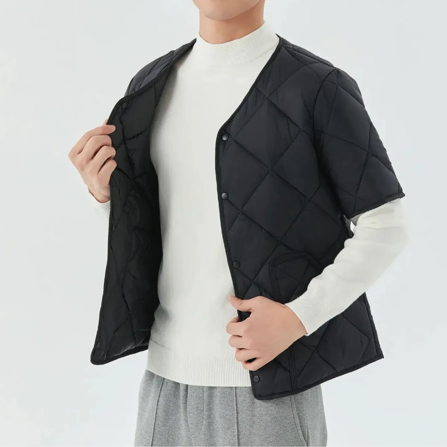 Fleece Quilted Vest for Men | Insulated | Black1