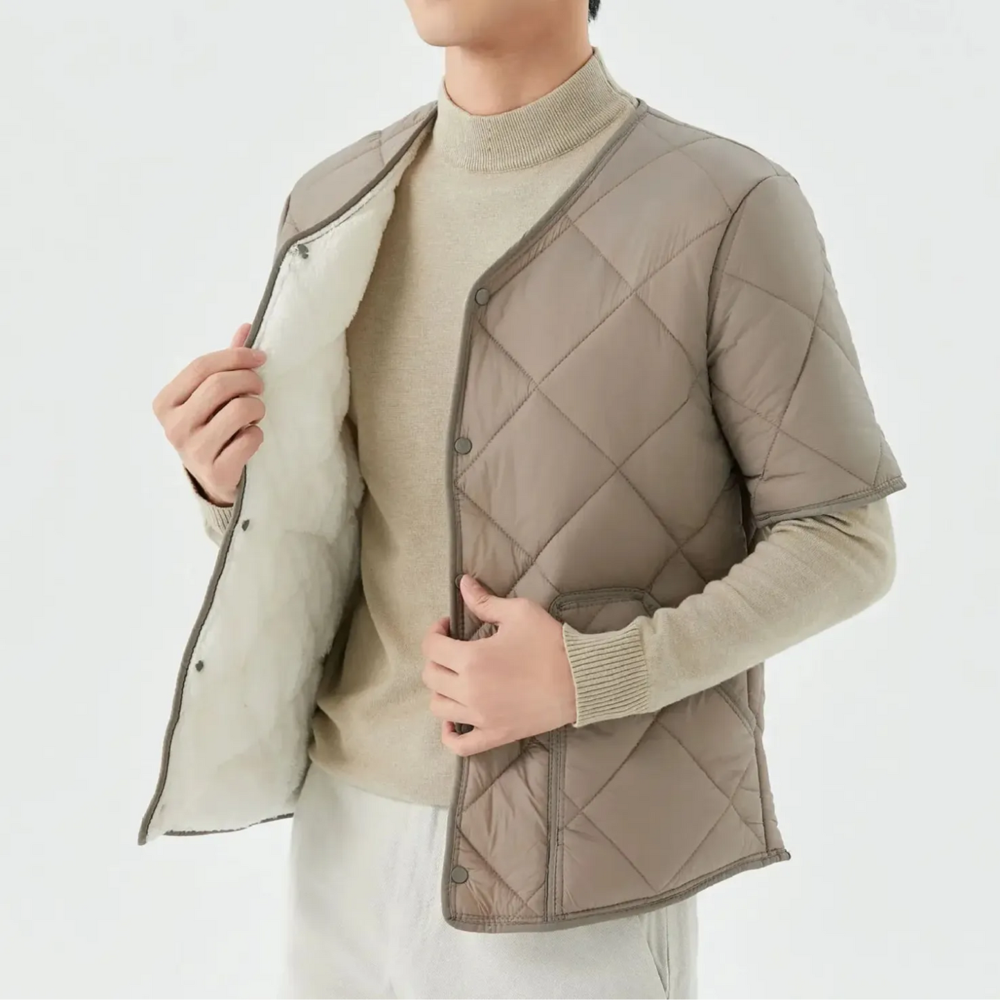 Fleece Quilted Vest for Men | Insulated | Khaki