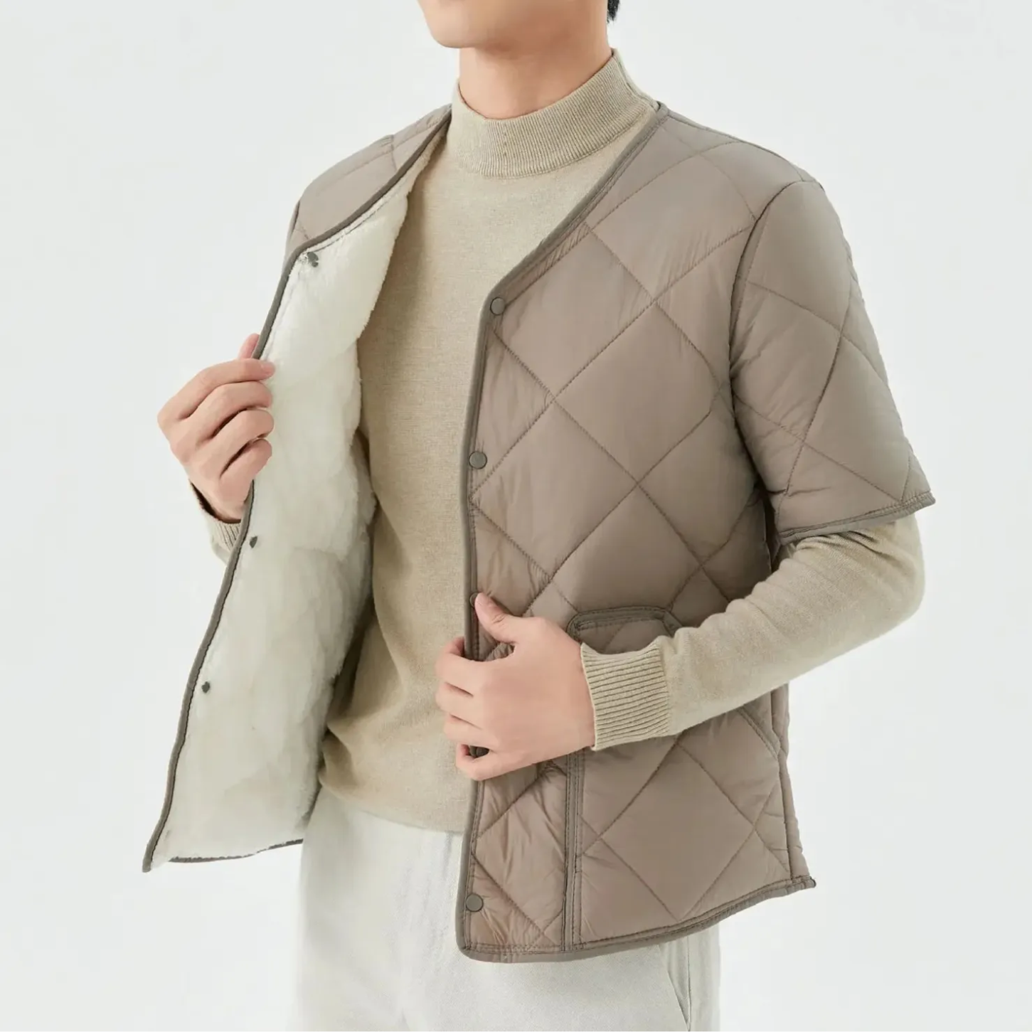 Fleece Quilted Vest for Men | Insulated | Khaki