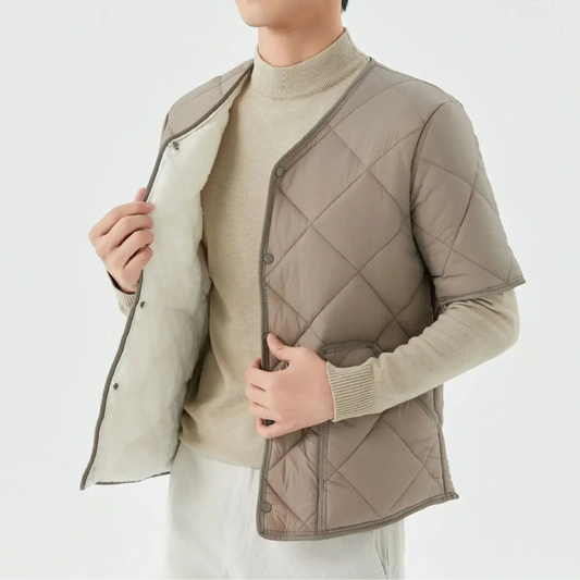 Fleece Quilted Vest for Men | Insulated | Khaki