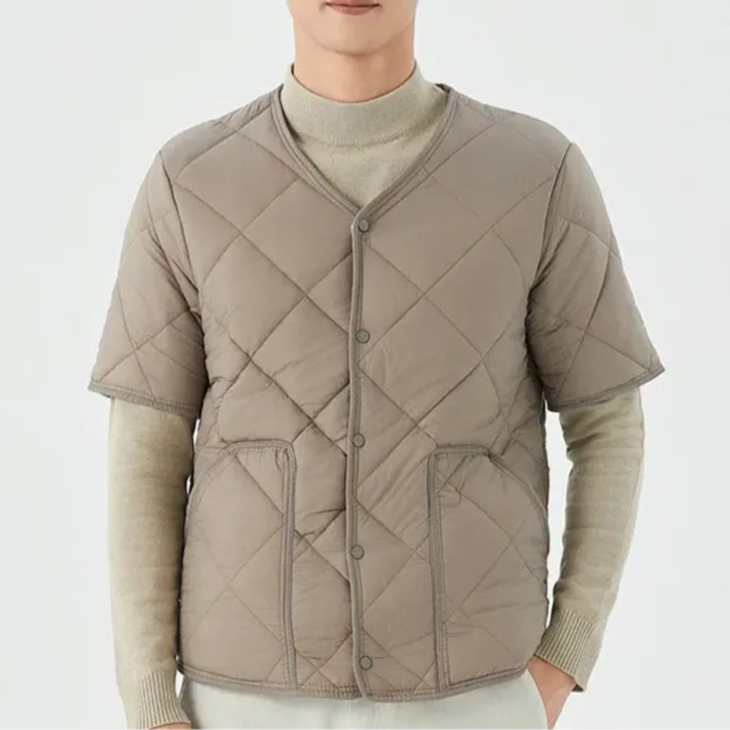 Fleece Quilted Vest for Men | Insulated | Khaki1
