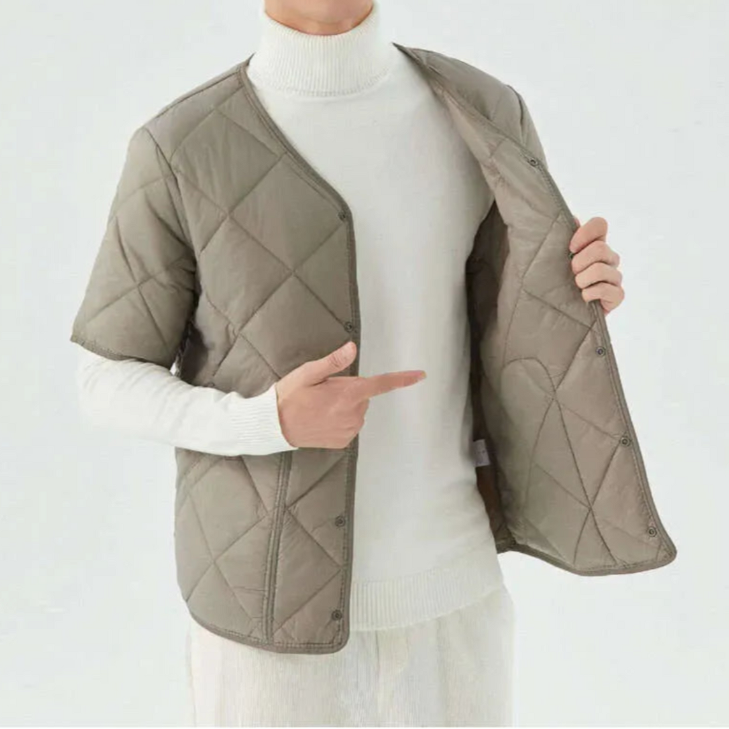 Fleece Quilted Vest for Men | Insulated | Khaki2