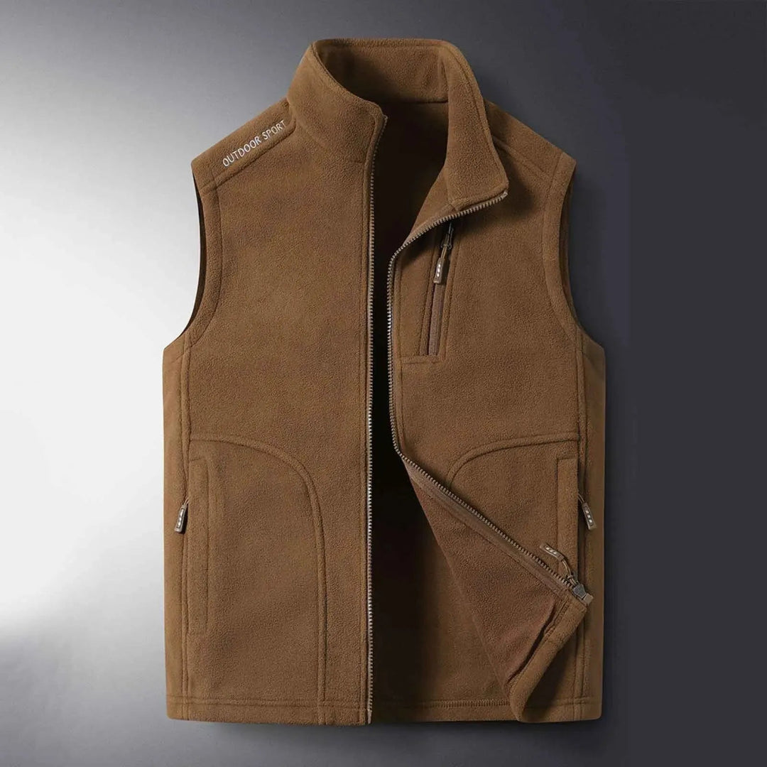 Fleece Vest for Men | Sleeveless, Durable Design | Winter | Coffee