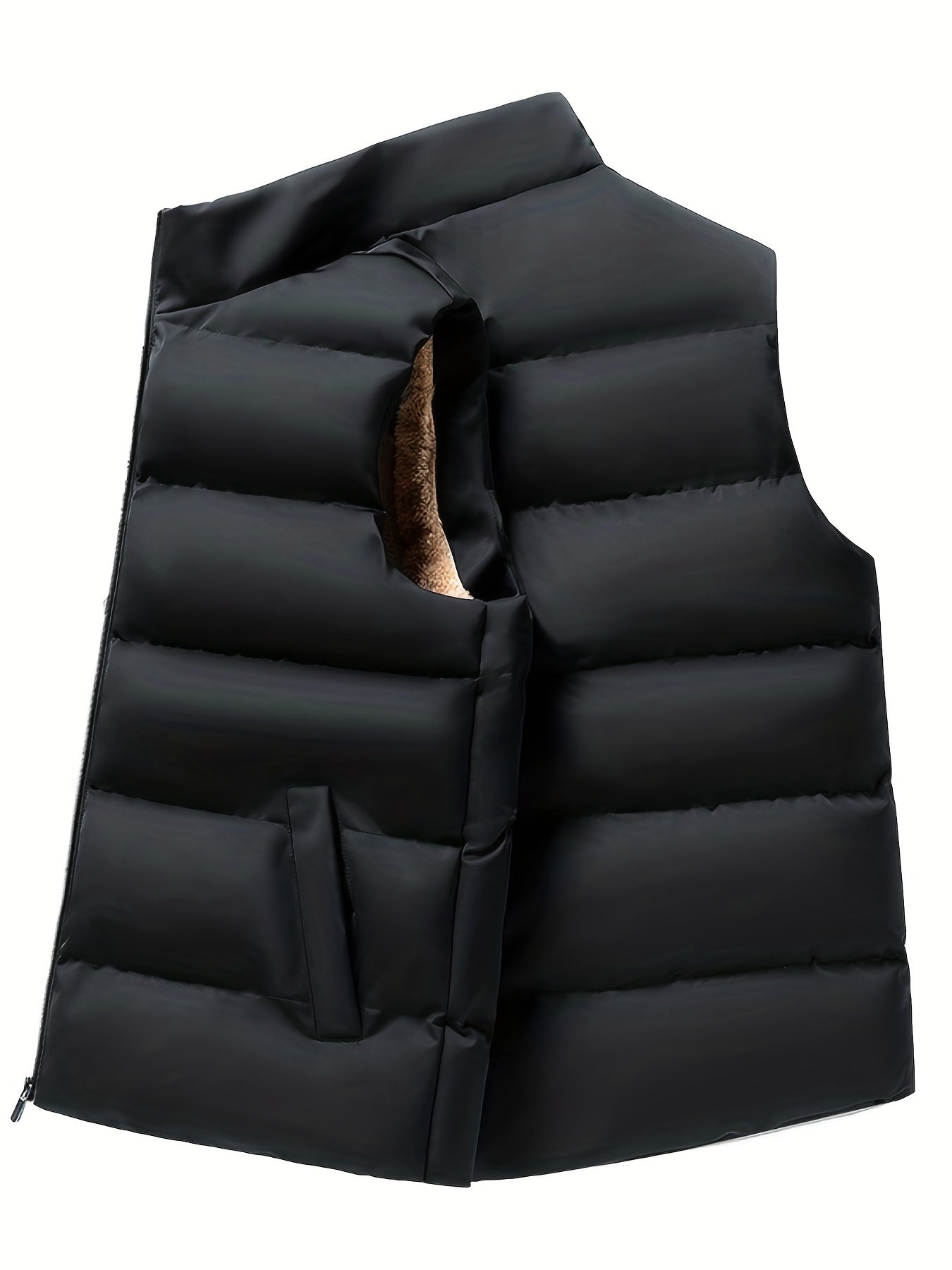 Fleece Vest for Men | Stand-Up Collar, Practical Pockets | Black1
