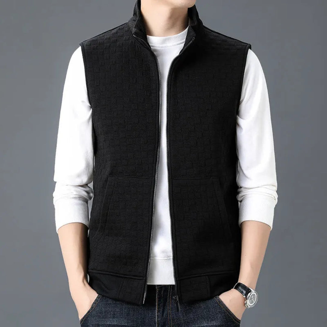 Fleece Vest for Men & Women | Textured Knit | Black