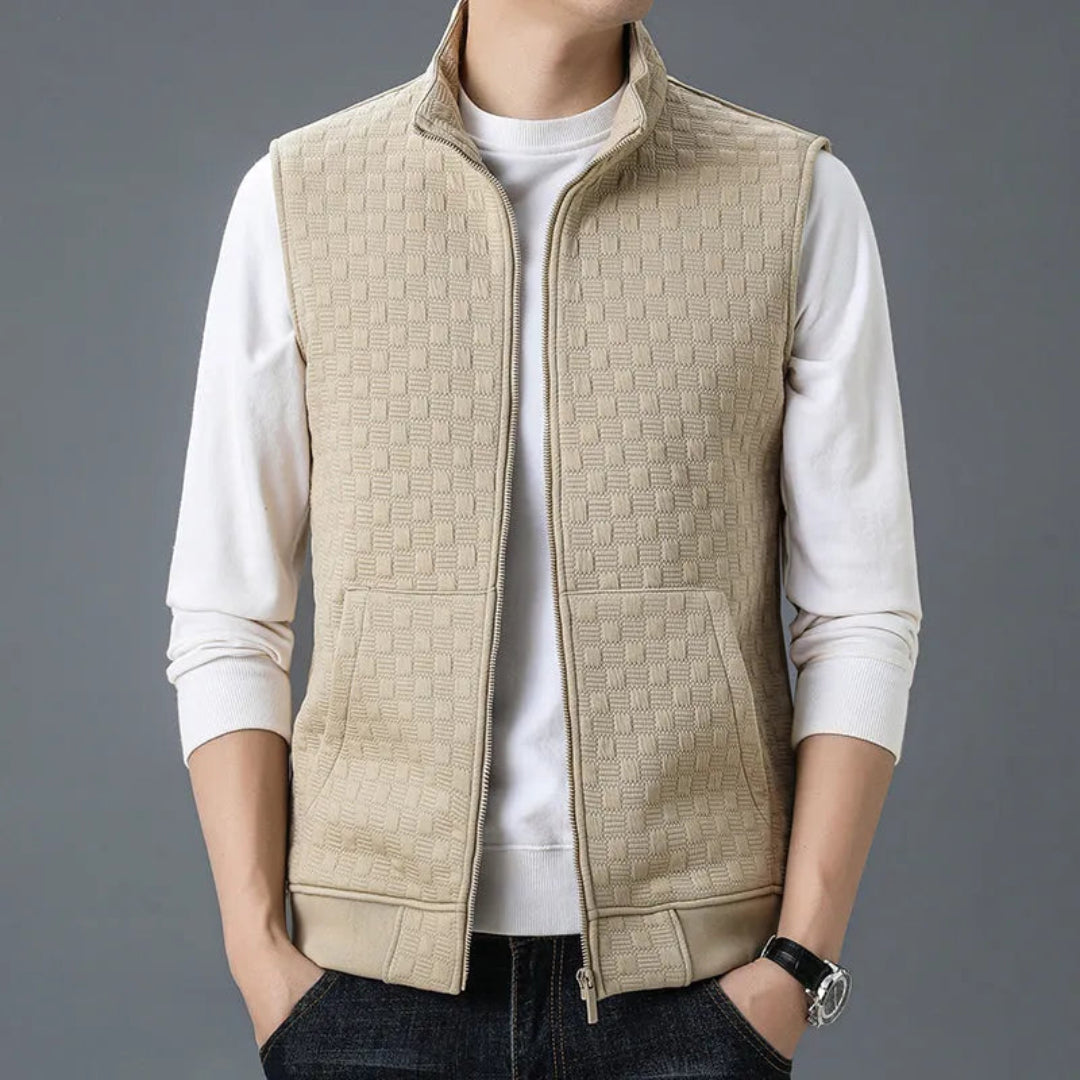 Fleece Vest for Men & Women | Textured Knit | Khaki