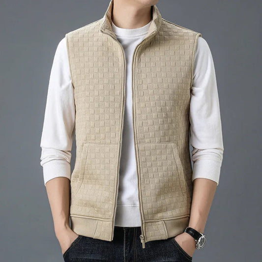 Fleece Vest for Men & Women | Textured Knit | Khaki