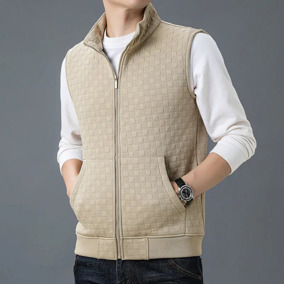 Fleece Vest for Men & Women | Textured Knit | Khaki1