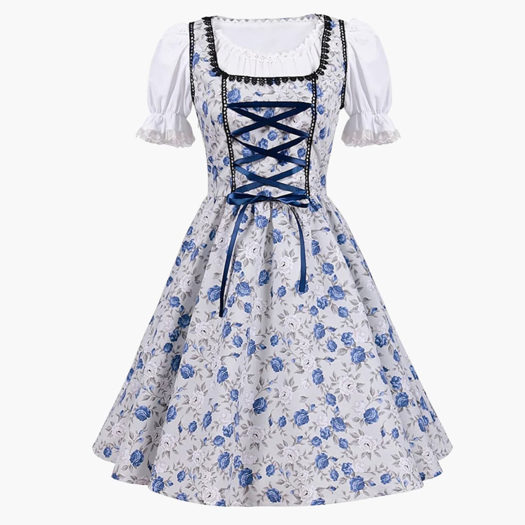 Floral Dirndl Dress for Women | Lace-Up Bodice 3