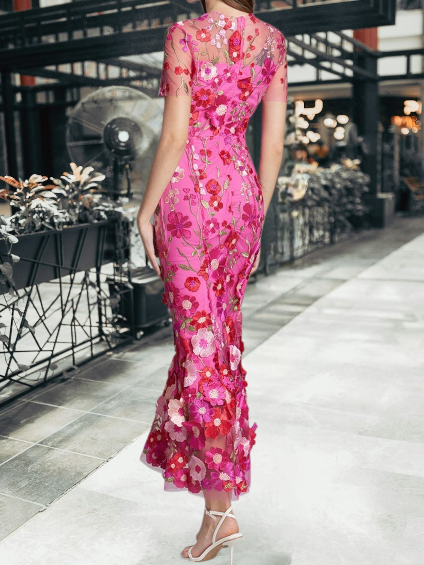 Floral Maxi Dress for Women with Sleeveless Design and Embroidery | Pink 2