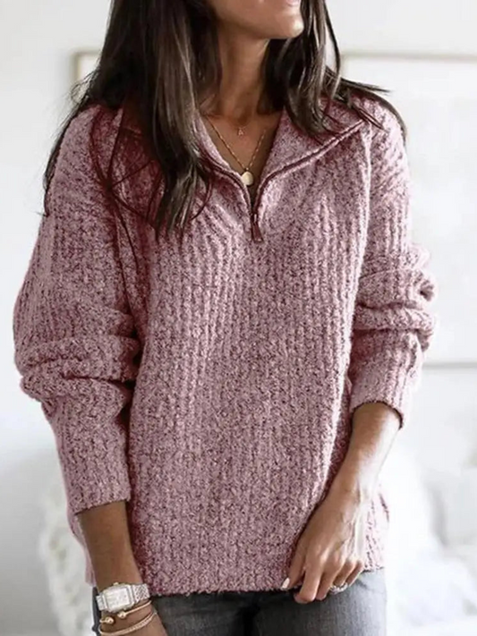 Half-Zip Sweater for Women | Relaxed Fit | Pink