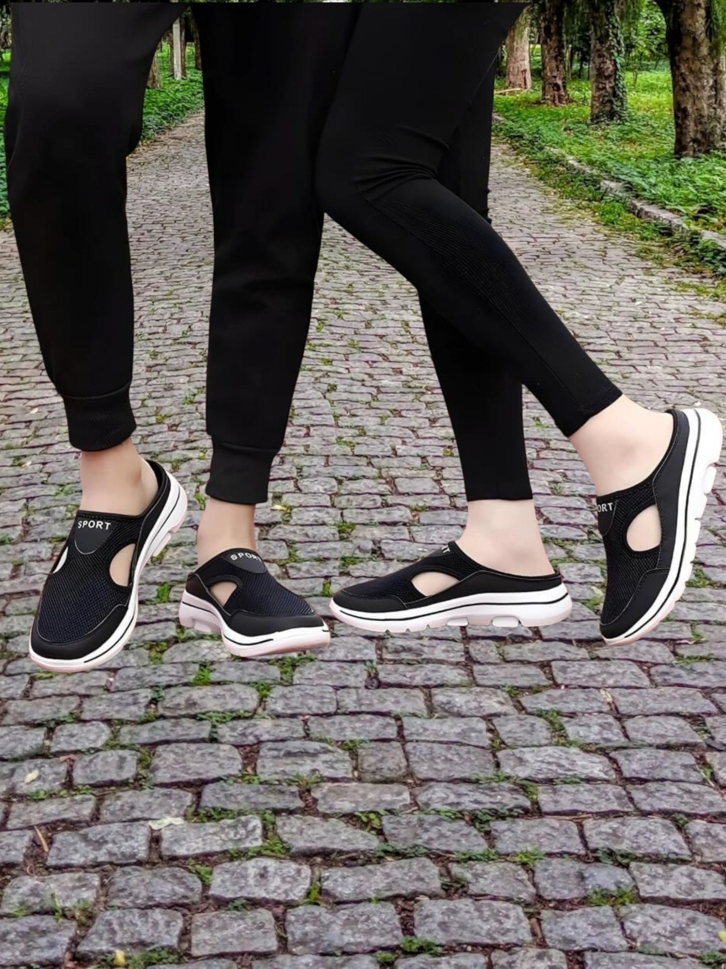 Helle | Sporty Orthopedic Sandals for Women with Shock Absorption and Breathable Mesh | Black 2