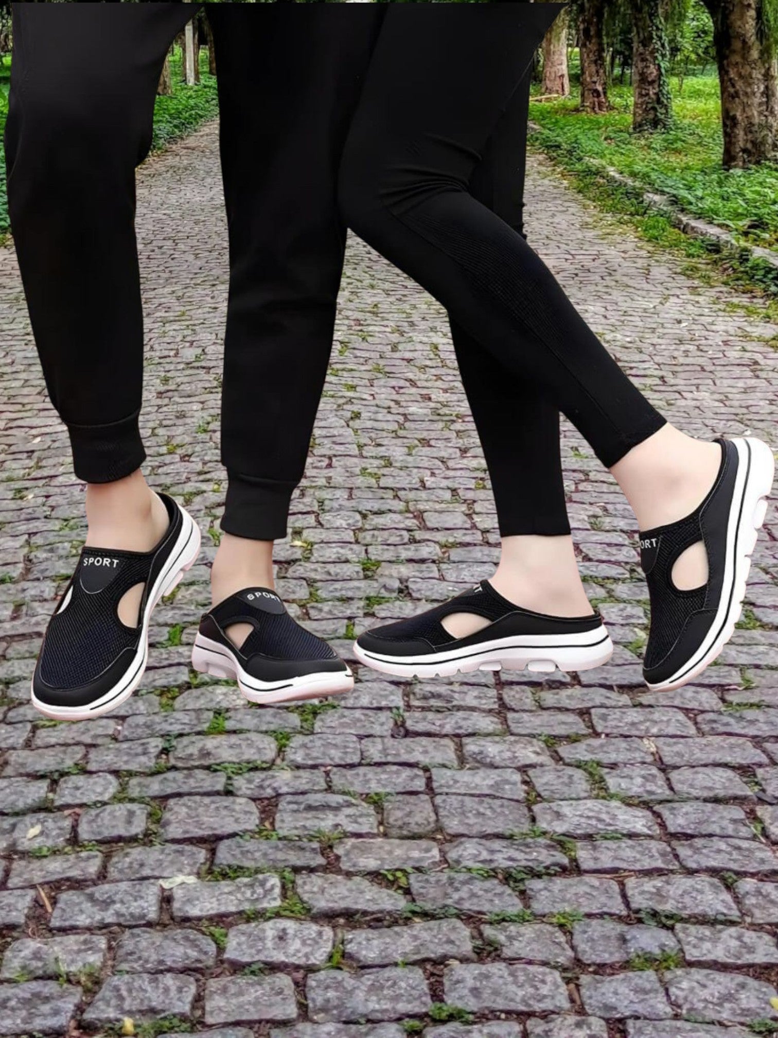 Helle | Sporty Orthopedic Sandals for Women with Shock Absorption and Breathable Mesh | Black 2