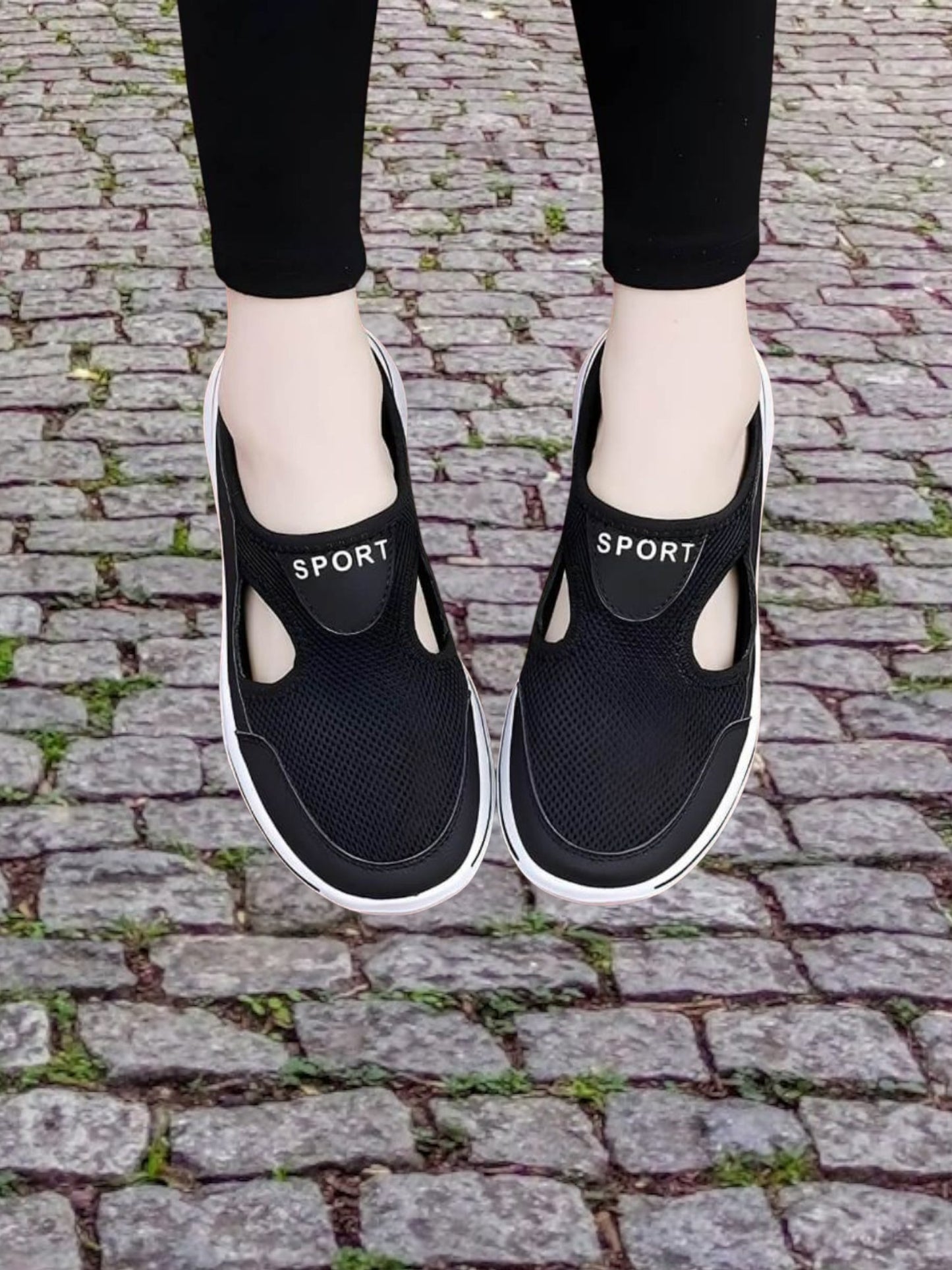 Helle | Sporty Orthopedic Sandals for Women with Shock Absorption and Breathable Mesh | Black 3