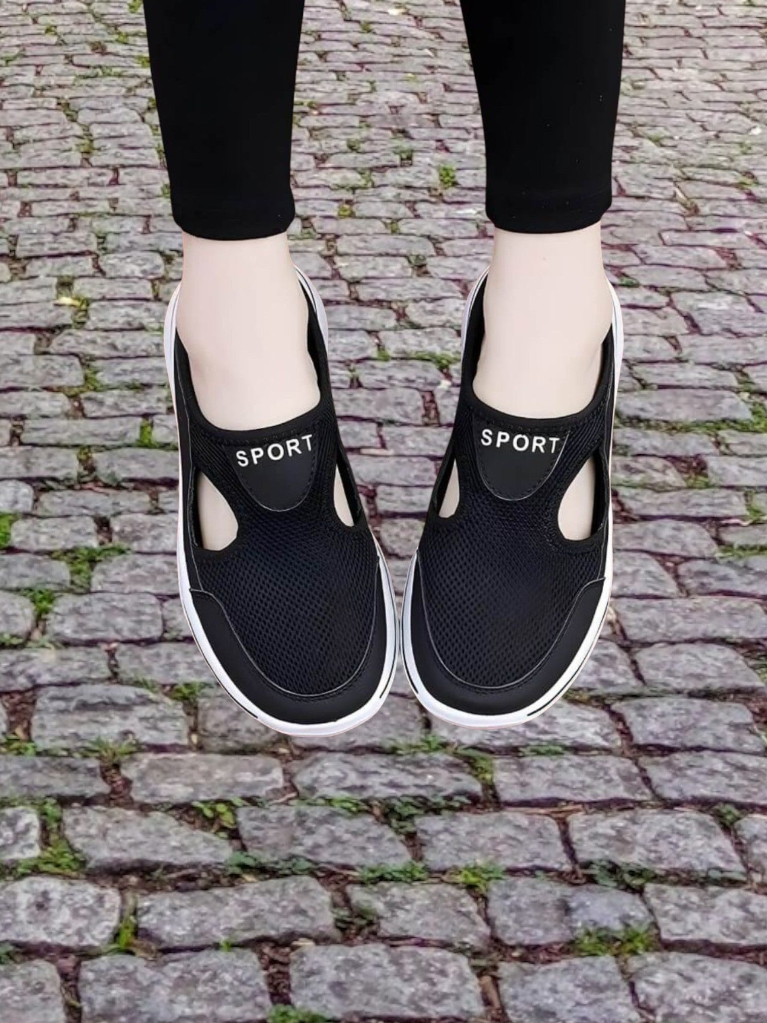 Helle | Sporty Orthopedic Sandals for Women with Shock Absorption and Breathable Mesh | Black 3