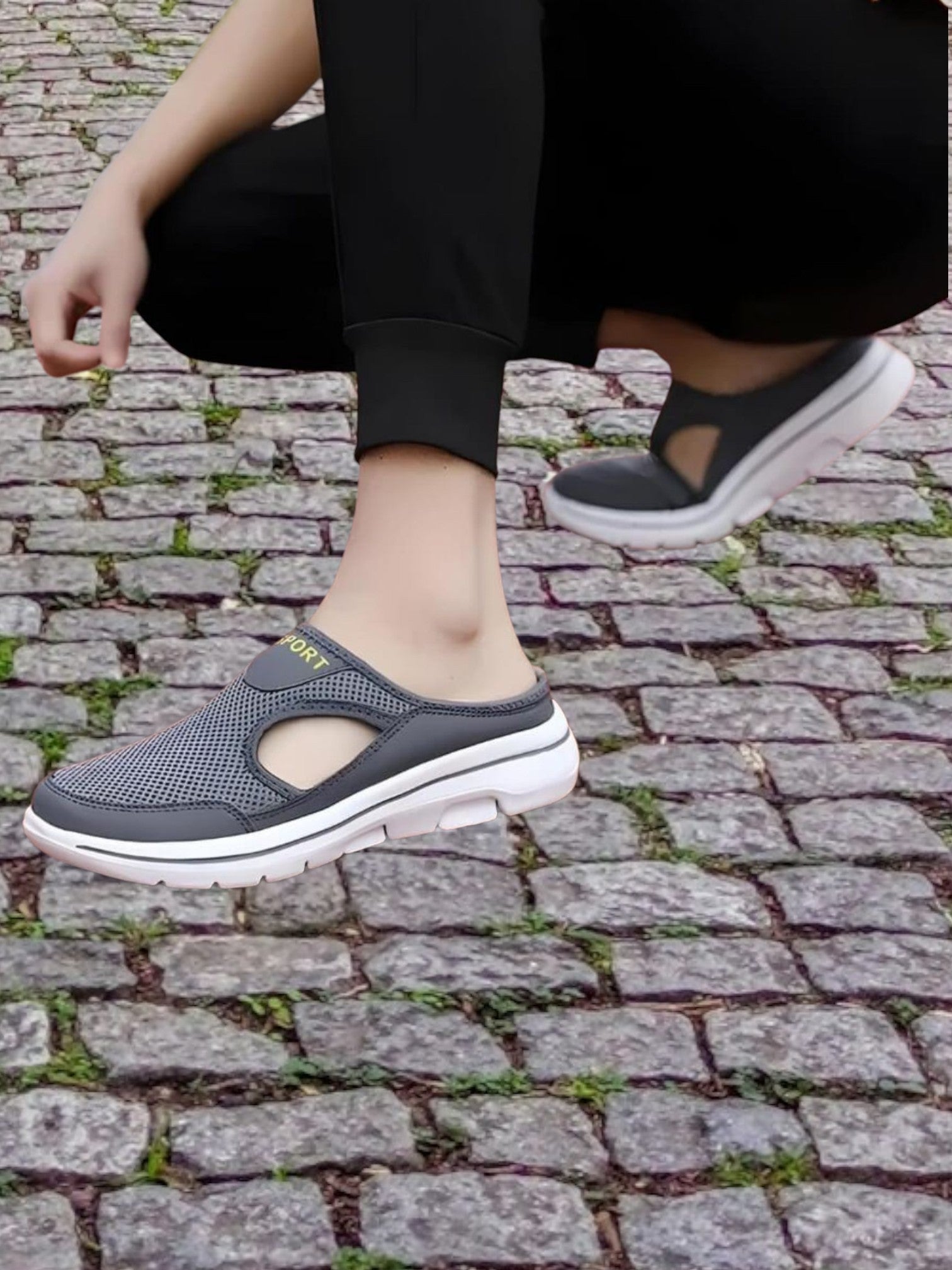 Helle | Sporty Orthopedic Sandals for Women with Shock Absorption and Breathable Mesh | Gray 2