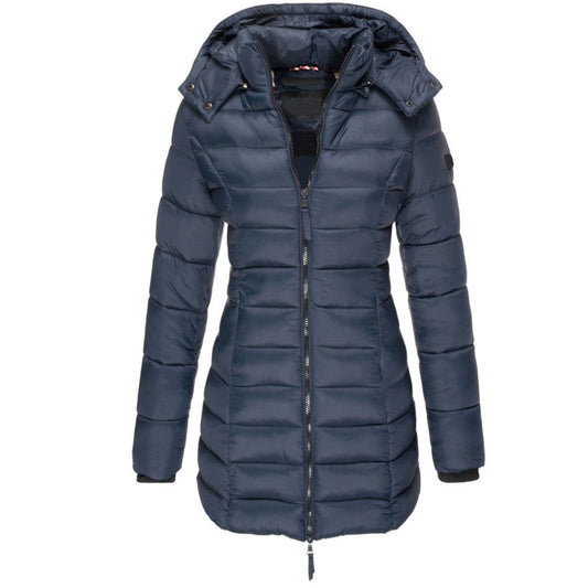Hooded Down Jacket for Women | Lightweight | Winter | Dark Blue