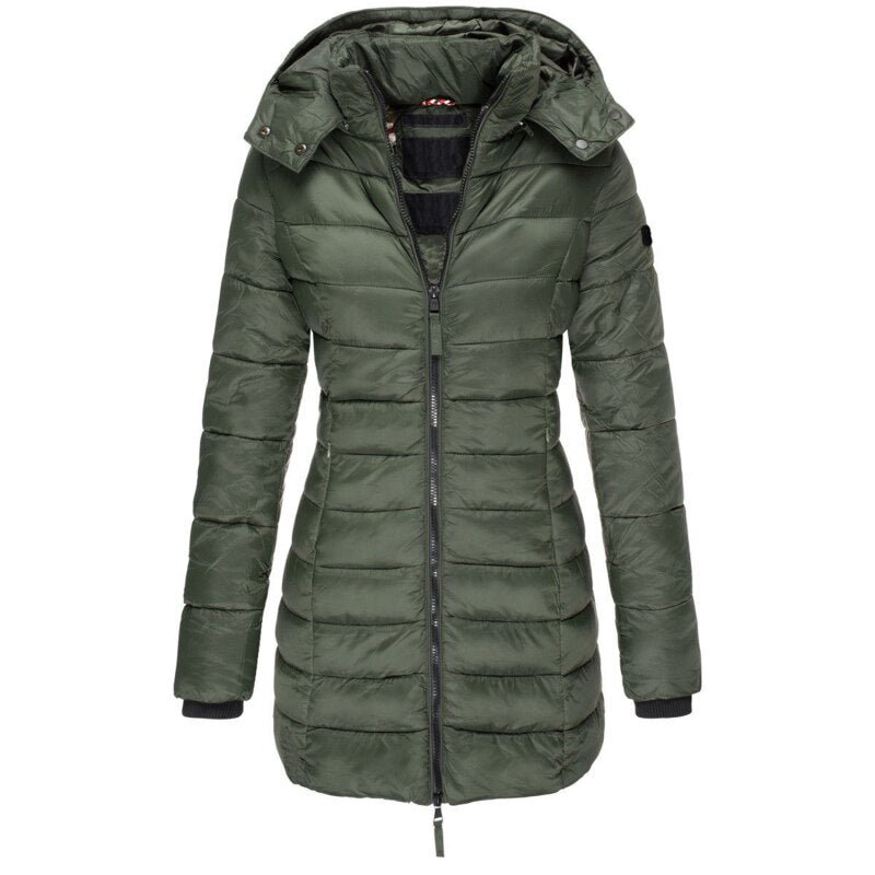 Hooded Down Jacket for Women | Lightweight | Winter | Green