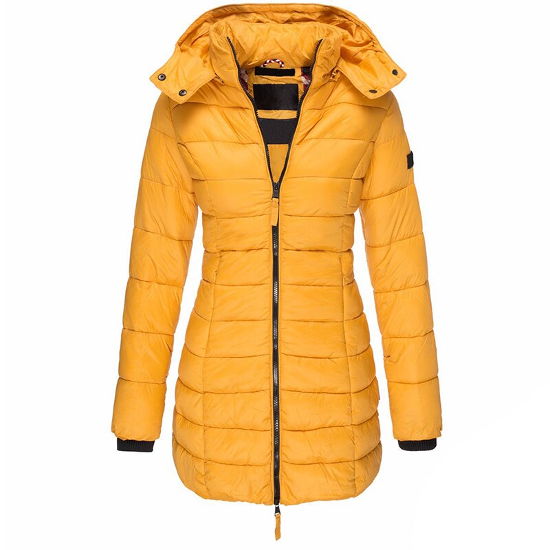 Hooded Down Jacket for Women | Lightweight | Winter | Yellow