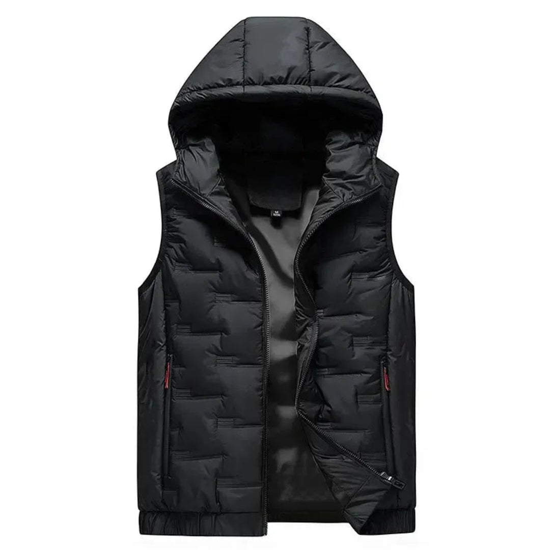 Hooded Down Vest for Men & Women | Water-Resistant | Black