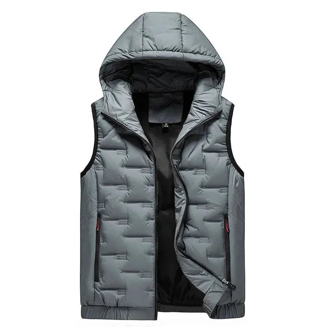 Hooded Down Vest for Men & Women | Water-Resistant | Gray