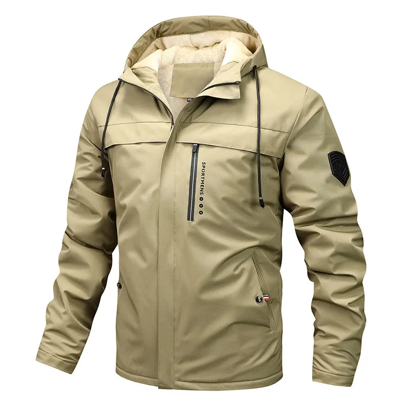 Hooded Fleece Jacket for Men | Regular Fit | Khaki