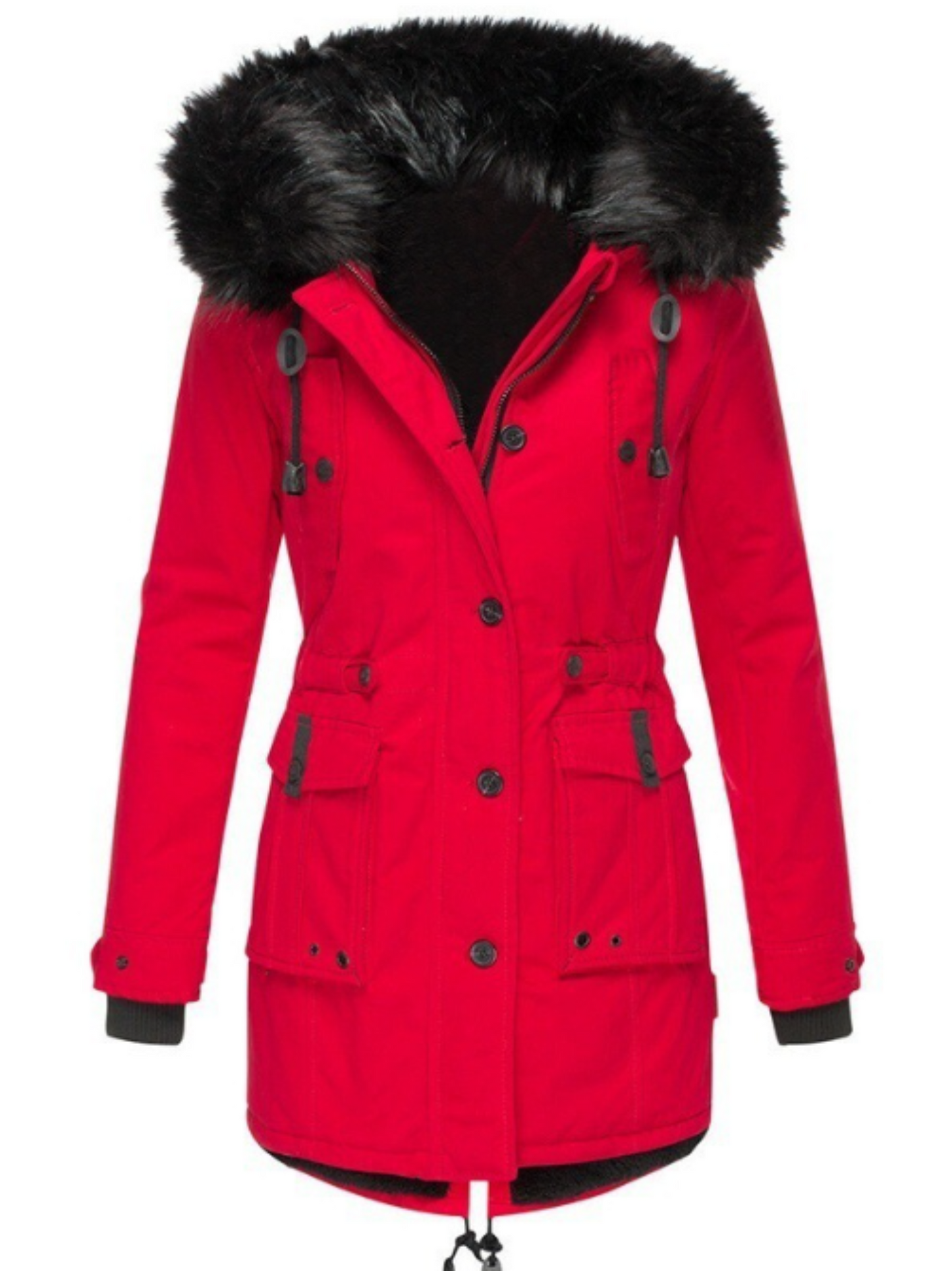 Hooded Parka Jacket for Women | Winter | Red