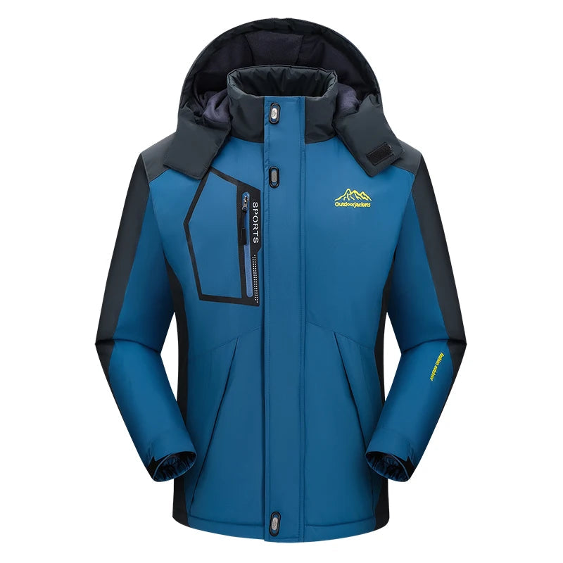 Hooded Ski Jacket for Men | Water-Resistant | Winter | Dark Blue