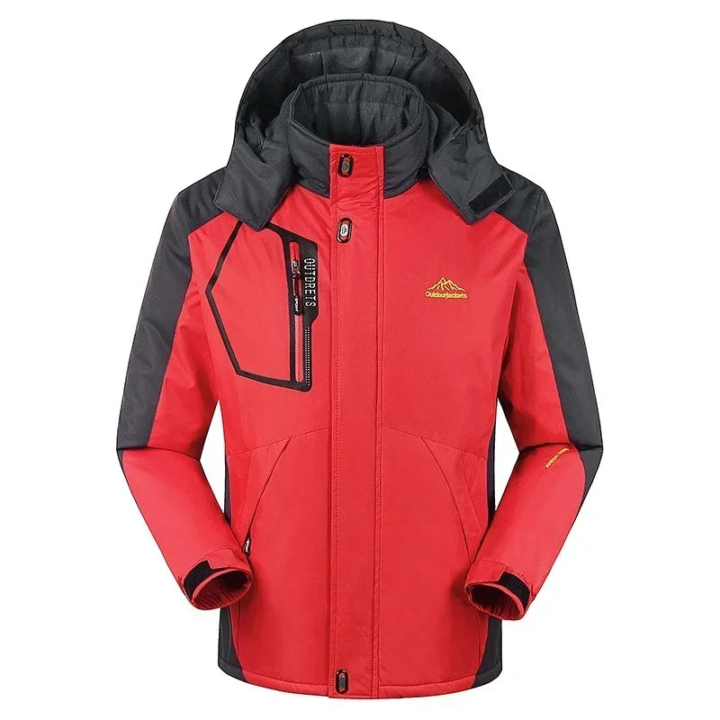Hooded Ski Jacket for Men | Water-Resistant | Winter | Red
