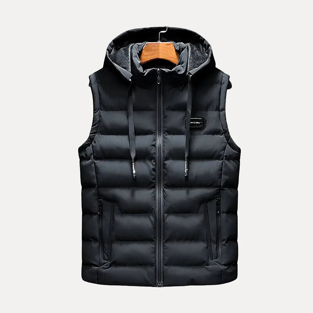 Hooded Vest for Men & Women | Hip-Length, Zipper Closure | Black