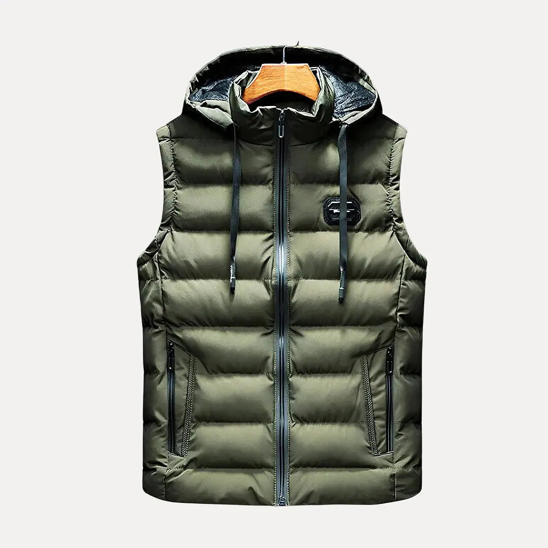 Hooded Vest for Men & Women | Hip-Length, Zipper Closure | Green