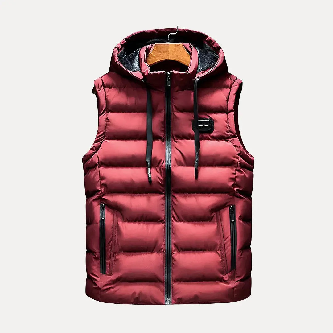 Hooded Vest for Men & Women | Hip-Length, Zipper Closure | Red