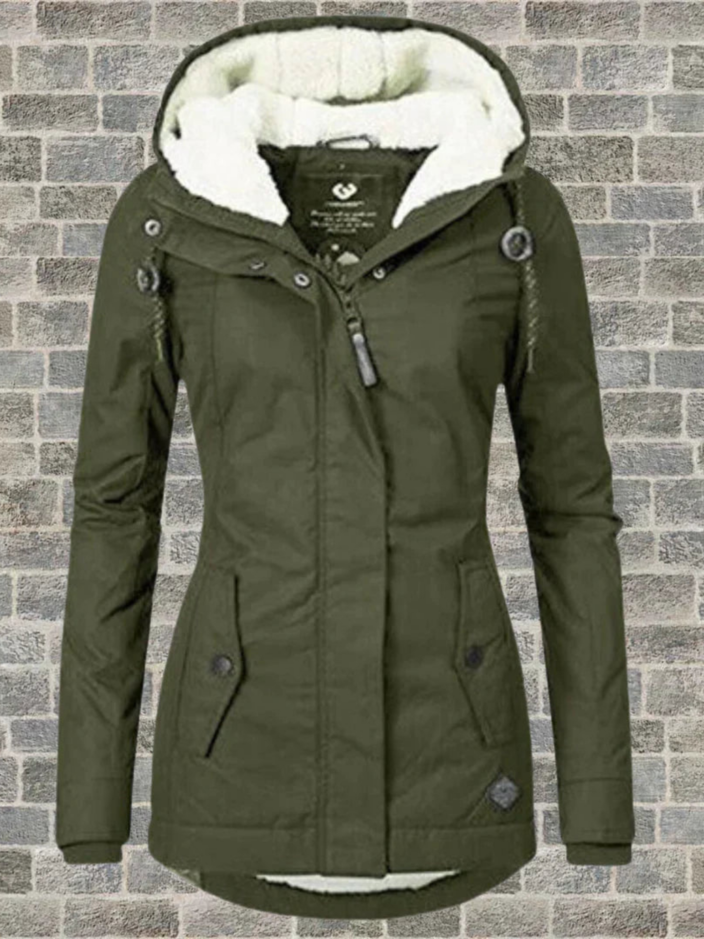 Hooded Winter Coat for Women | Regular Fit | Army green