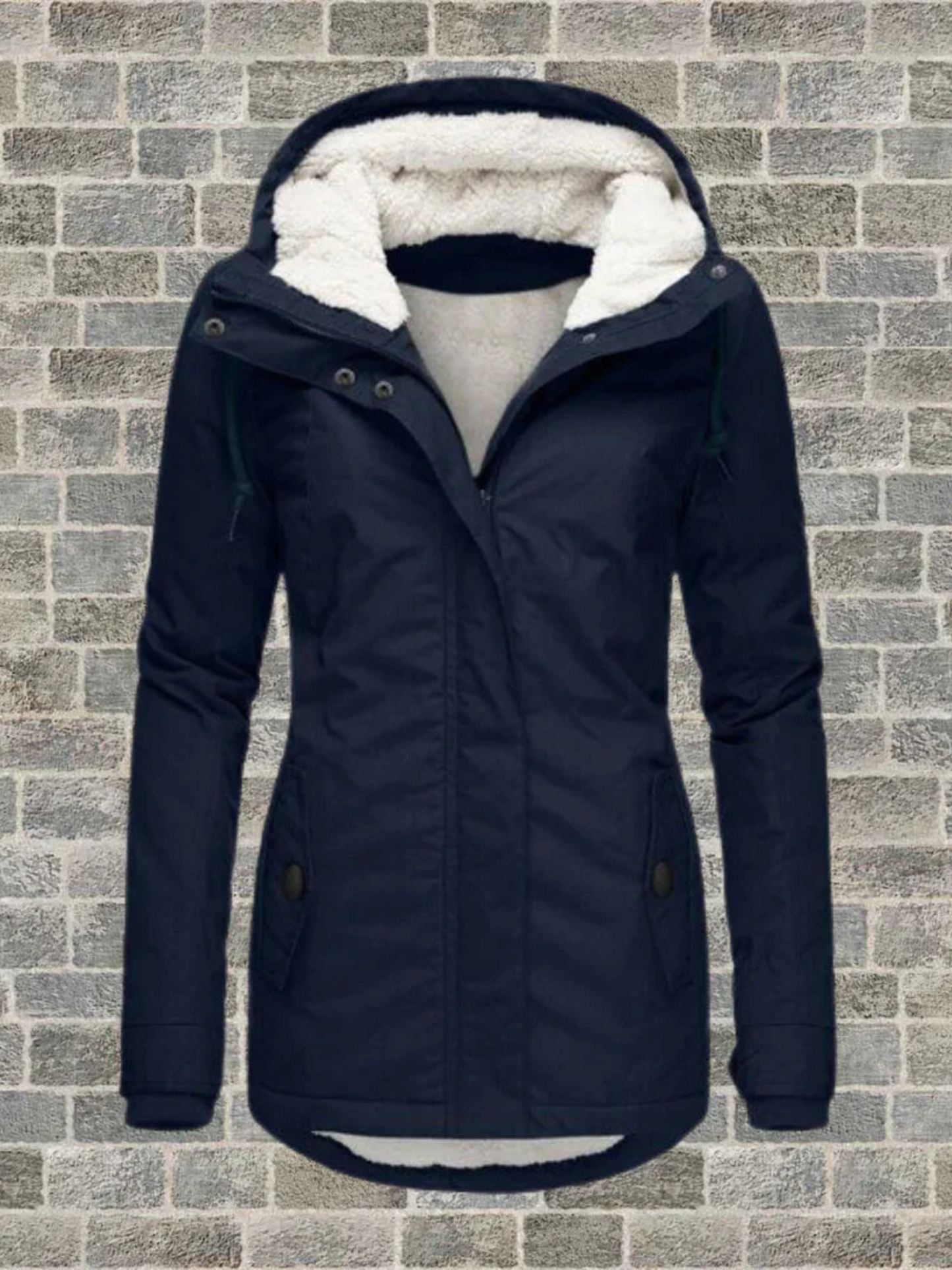 Hooded Winter Coat for Women | Regular Fit | Navy Blue