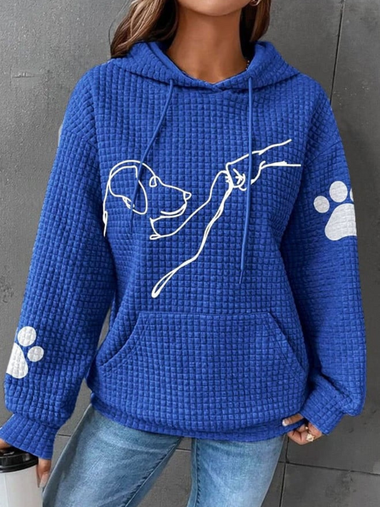 Hoodie Dog Print for Women | Long Sleeve | Blue